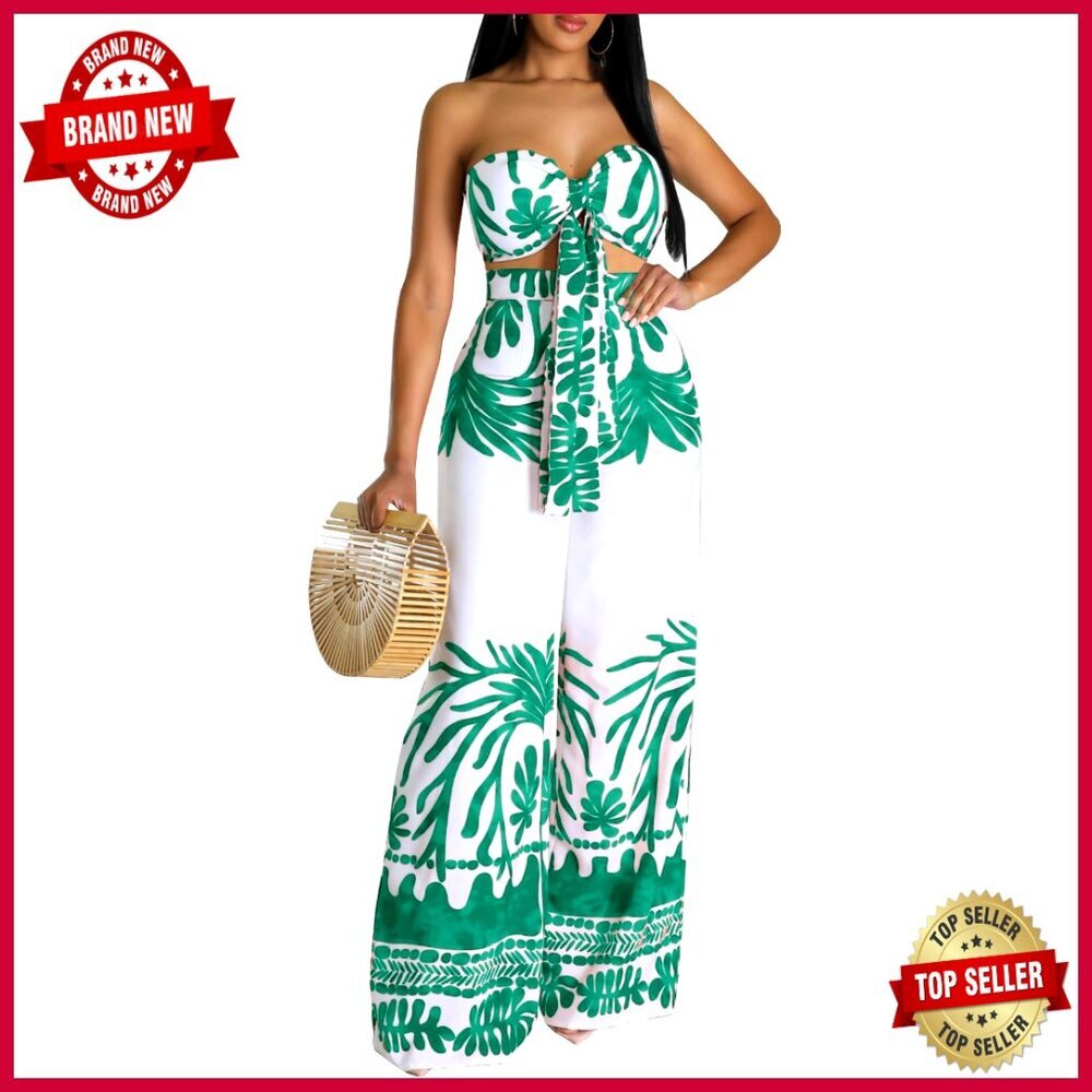 Women's Two Piece Set Off Shoulder Tube Top Long Pants Vacation Beach